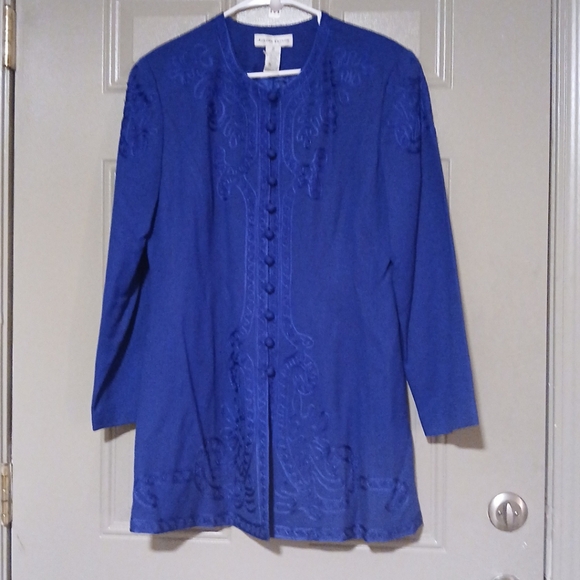 JUSTIN TAYLOR Blazer Tunic EMBROIDERD  Woman  Size 12 - Picture 9 of 14